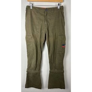 VINTAGE Abercrombie Teen Pants Size 16 Green Cargo Zip Off Y2K Pockets
